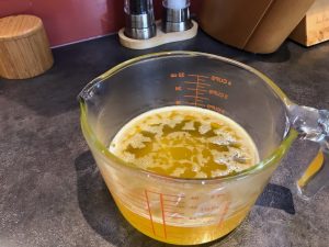 Cooling ghee in a glass jug